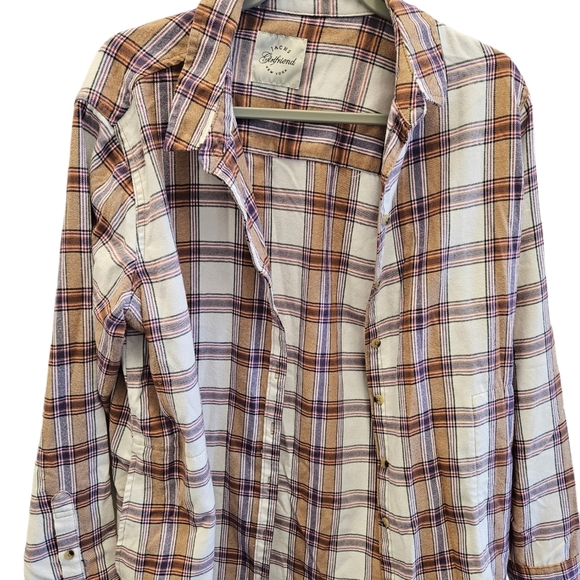 JACHS Girlfriend Plaid Cozy Flannel Pocketed Button Down Shirt Womens - Picture 7 of 10